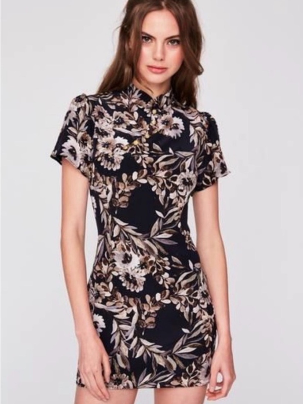 Stone Cold Fox Black Floral Short-Sleeve Mini Dress - Picture 1 of 1